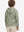 Back upper body view of model wearing youth full print stylish hoodies pullover, beryl green camo.