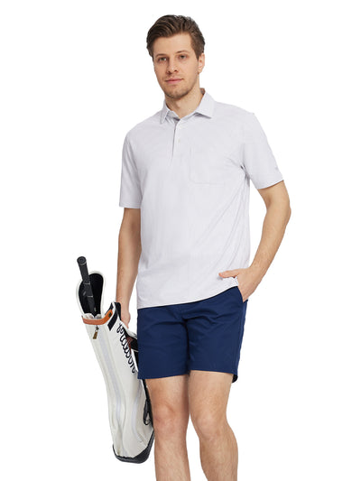 Men's Dry Fit Jacquard Pocket Golf Shirts-Grey