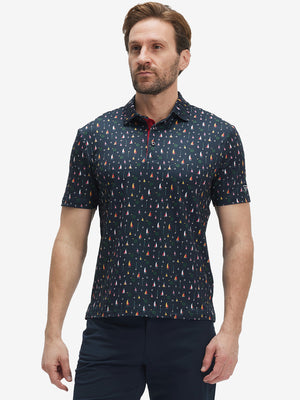 4 Way Stretch Print Collared Polo Shirts