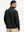 Back view of winter thermal outdoor water resistant fleece jacket showing smooth fleece texture in black