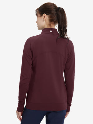 Women's Water-Resistant Stretch Fleece Lined Jacket in wine, back upper body view