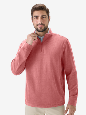 Heather Brushed Rib Knit Quarter Zip with 2 Pockets