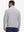 Back view showing fit of two tone pique cotton blend q-zip in light grey