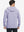 Back upper body view of the light purple melange classic heather hoodie, model turns head slightly with ease.