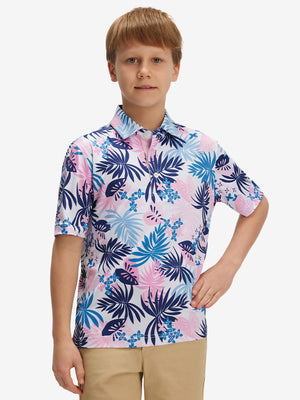 Youth Print Stretch Lightweight Polo Shirts