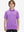 Front half-body shot of youth in lilac stripe performance cooling polo, highlighting design and fit