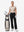 Front full body shot of model with golf gear wearing black women's regular fit stretchy golf pants