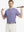 Front half-body view holding a golf club in Everyday Collarless Jersey Shirt in LAVENDER.