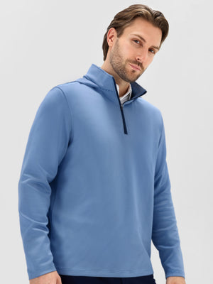 Pin-Stripe Quarter Zip with Hood