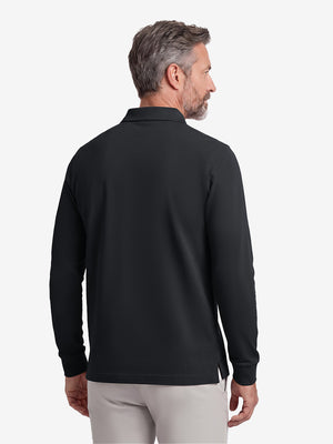 Solid Cotton Blend Collared Long Sleeve Polo