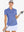 Front half-body of model in HAZE BLUE Women's Performance Solid Polo holding golf club