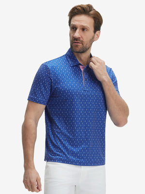 4 Way Stretch Print Collared Polo Shirts