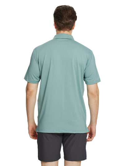 Men's Striped Print Golf Polo Shirts-Beryl Green