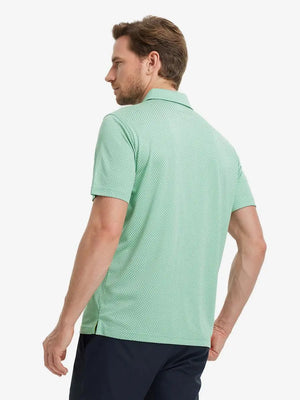 LIGHT GREEN Your Favorite Jacquard Polo back view, half body of model
