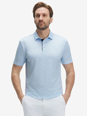 4 Way Stretch Print Collared Polo Shirts