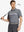 Model holding golf club in LIGHT GREY Chest Print Polo Shirts