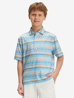 Youth Print Stretch Lightweight Polo Shirts