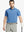 Model wearing Aqua Stripe Pinstripe Jersey Performance Polo – front half-body holding golf club