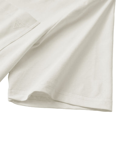 Men's Collarless Pocket Henley Golf Shirts-Cream
