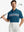 Half-body front view of model holding golf club wearing BLUE Stylish Chest Print Snap Polo