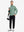 Model carrying a tennis bag, wearing dark green melange quarter zip melange pullover in full-body view.