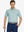 Model holding golf club, front half-body in EMERALD Elegant Performance Jacquard Polo