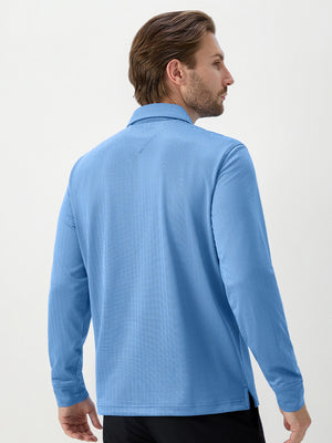 Moisture Wicking Long Sleeve Herringbone Polo Shirts