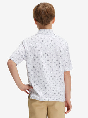 Youth Print Stretch Lightweight Polo Shirts