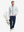 Front full body shot of model wearing light grey heather warm puffer winter golf jacket and holding a golf bag