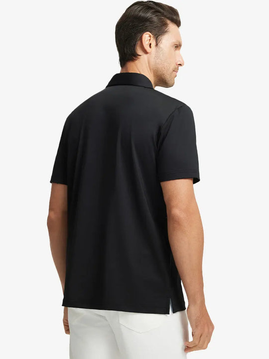 Back half-body view of BLACK1 Chest Print Polo Shirts