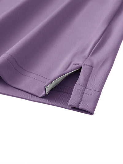 Men's Striped Print Golf Polo Shirts-Lavender