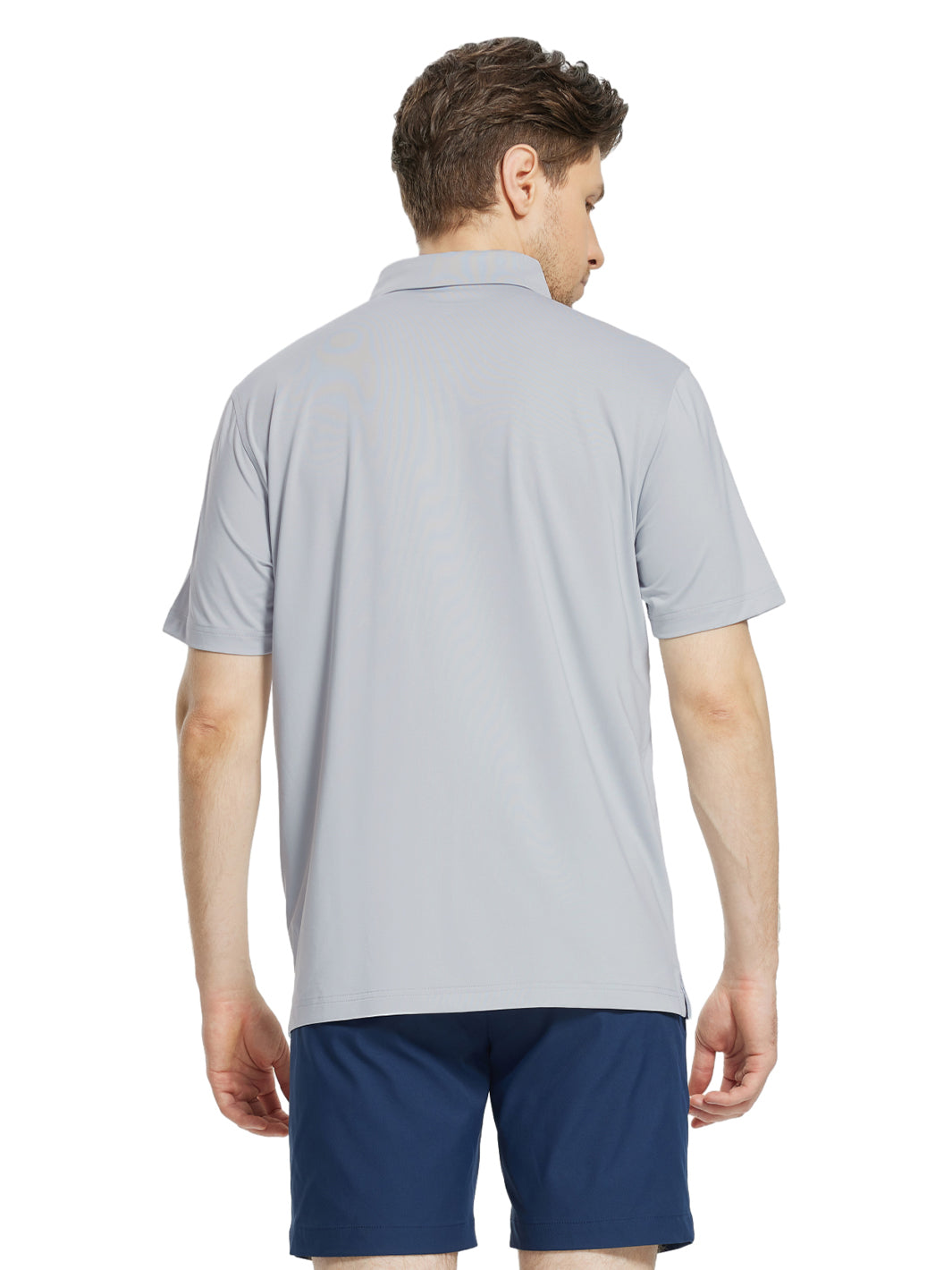 Men's Solid Jersey Golf Shirts-Silver Grey