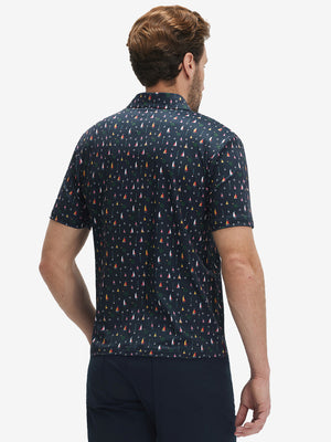 4 Way Stretch Print Collared Polo Shirts