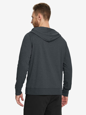 Back view of the Athletic Golf Hoodie in Brick Heather, model turns head slightly for a casual look.