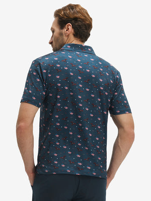 4 Way Stretch Print Collared Polo Shirts