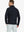 Back half-body view of model in BLACK Premium Jacquard Quarter Zip Pullover.								
