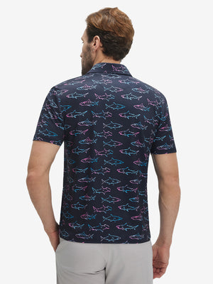 4 Way Stretch Print Collared Polo Shirts