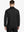 Back half-body view of model wearing BLACK Long Sleeve Solid Jersey Polo