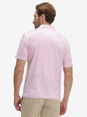 4 Way Stretch Print Collared Polo Shirts