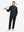 Front full body shot of model wearing black warm puffer winter golf jacket with golf club resting on shoulder