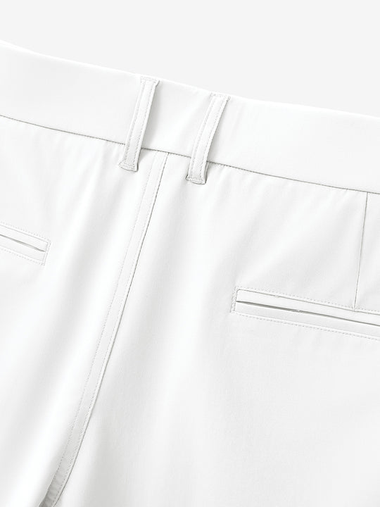 Back waistband of Quick Dry Casual Shorts in White, two belt loops neatly stitched.