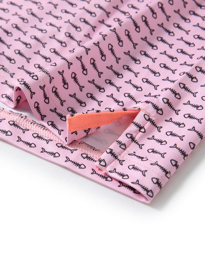 Men's Printed Golf Shirts-Pink Black Bonefish