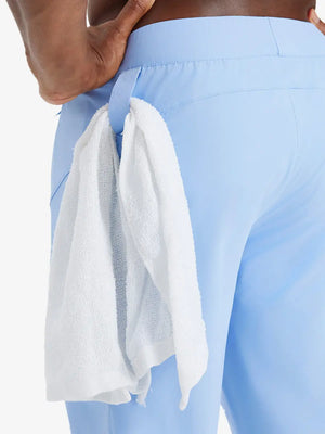 Side detail showing towel loop on LIGHT BLUE Performance Tapered Sports Joggers
