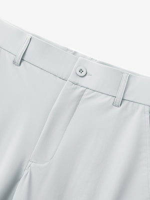 Close-up of front button detail on Quick Dry Casual Shorts in Glacier Grey, sturdy and simple.