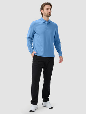 Moisture Wicking Long Sleeve Herringbone Polo Shirts