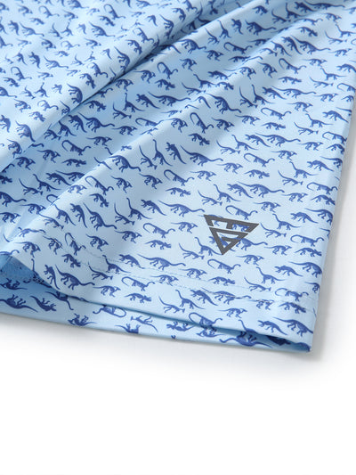 Men's Printed Golf Shirts-Blue Dinosaur