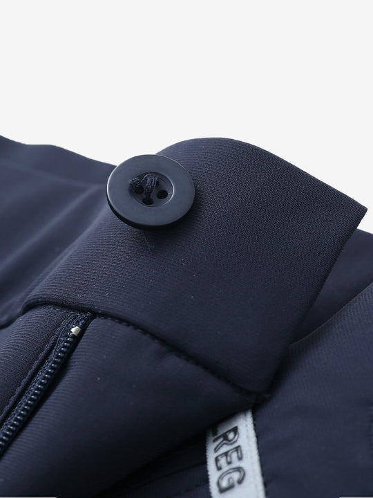 Close-up of front button detail on Quick Dry Casual Shorts in Navy, sturdy and simple.