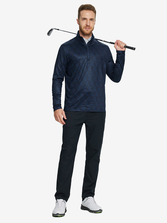 Heather Pinstripe Brushed Dry Fit Quarter Zip Pullover