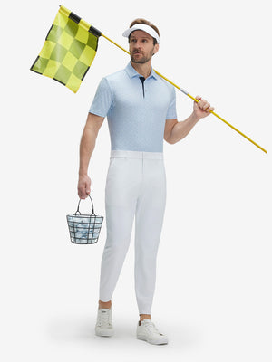 4 Way Stretch Print Collared Polo Shirts