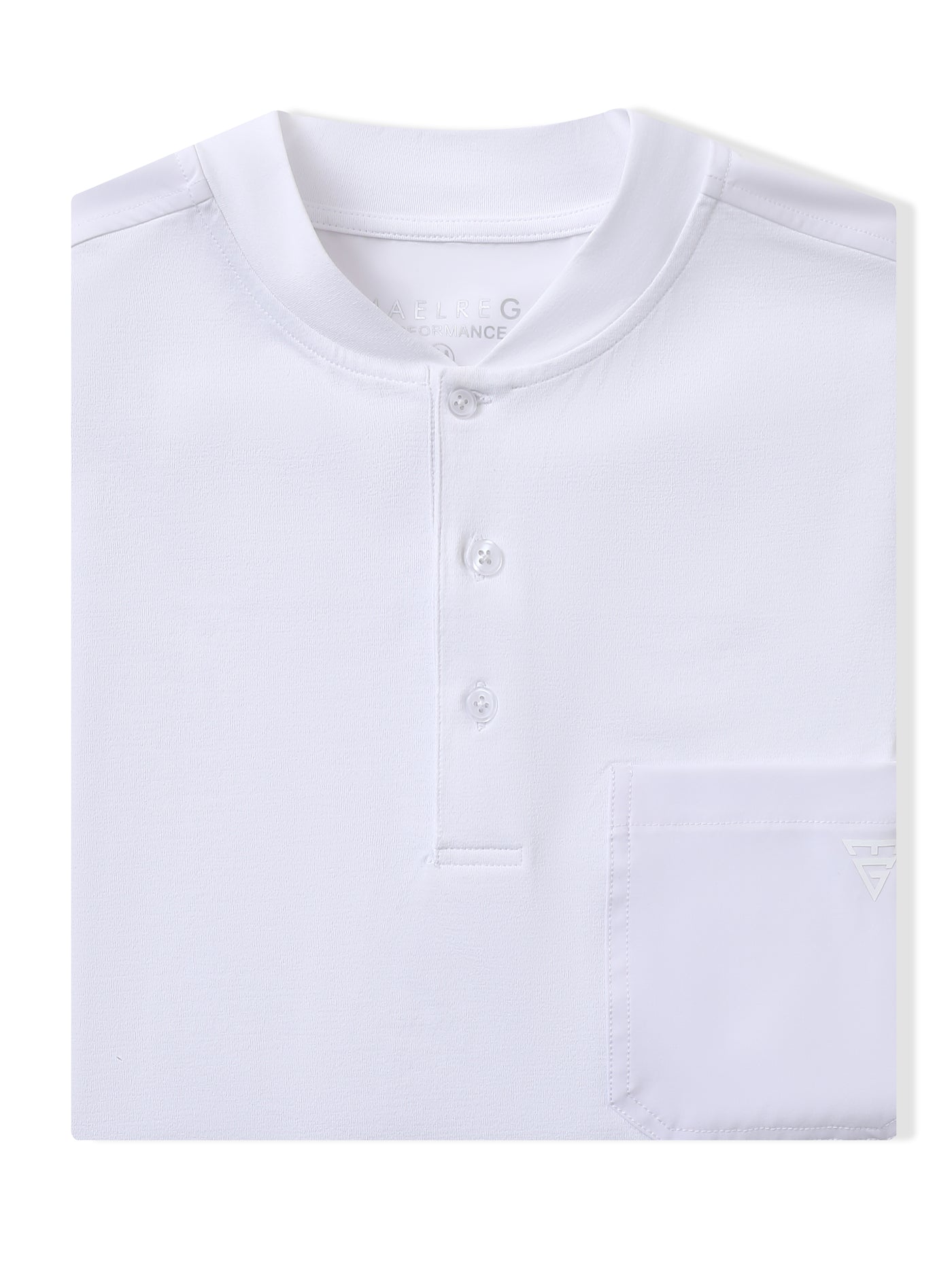 Men's Collarless Pocket Henley Golf Shirts-White